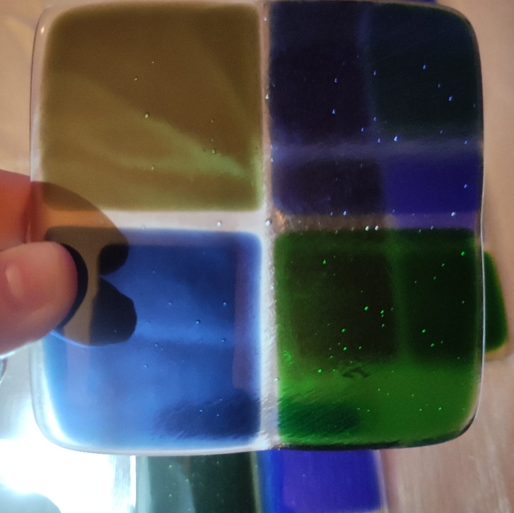 Multi Colored Fused Art Glass Coasters - Picture 2 of 3